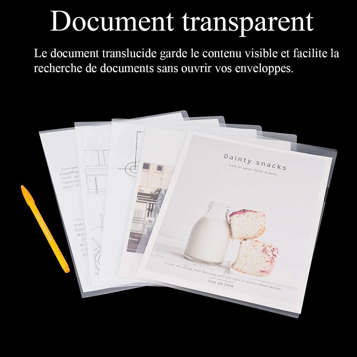 ZCZN A4 Plastic Document Folders, 10 Pieces, Used to Store Documents, Cards, etc. Color Transparent Transparent Pack of 10
